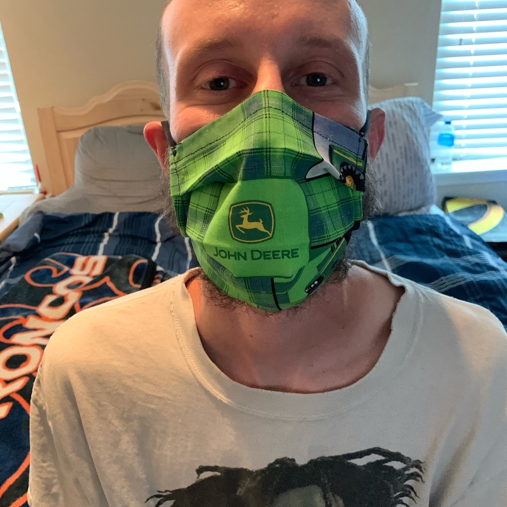 Pleated John Deere tractor  100% Cotton Mask